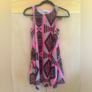 Women’s Size Small Pink & Dark Brown Brand Black Bead Summer Dress